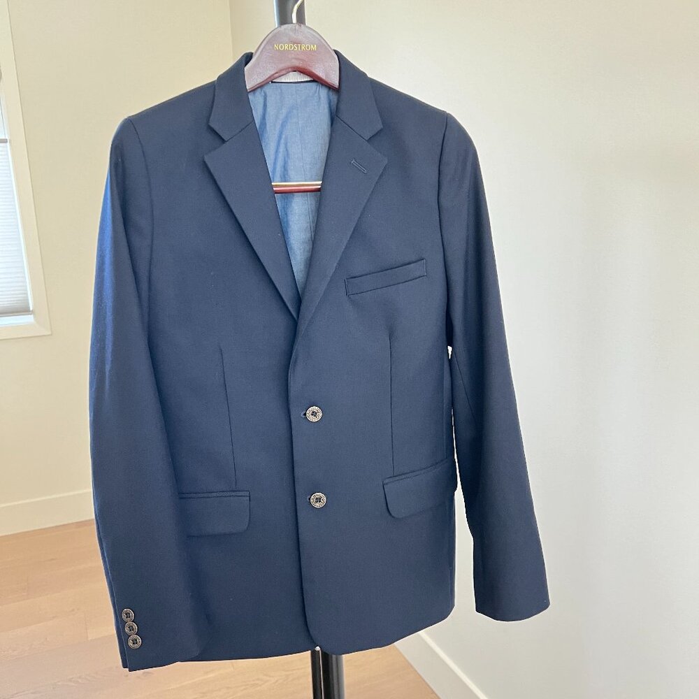 Nordstrom Boys Dark Navy Suit Jacket Blazer Size 16 Wedding Formal Youth